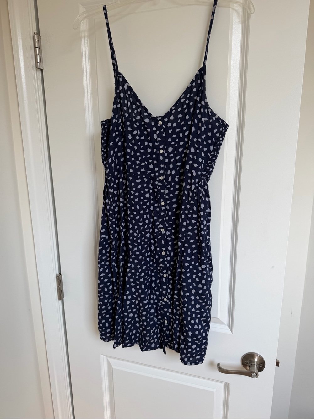 aerie Navy Spotted Spaghetti Strap Mini Dress